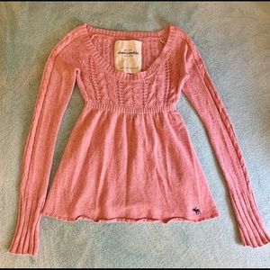Abercrombie & Fitch Pink Sweater Babydoll Top